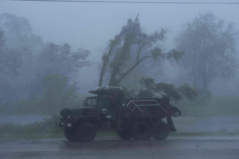 Truck in Hurricane Ida