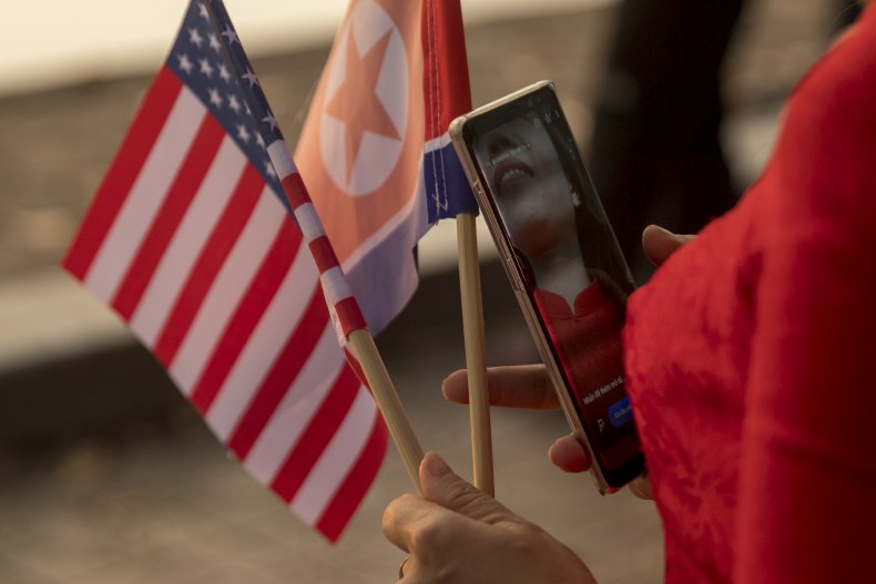 American and North Korean Flags
