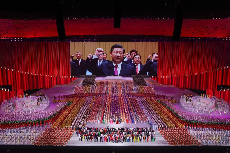 China's President Xi Jinping On Screen