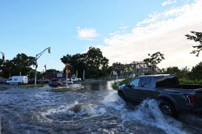 Pick-up Truck in Flooded Street Pick-up Truck in Flooded Street