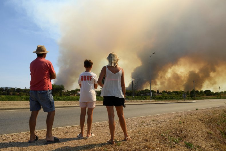 Tourists Watch Wildfire in France