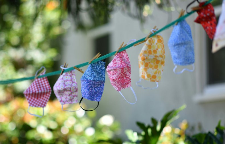 Face masks are displayed