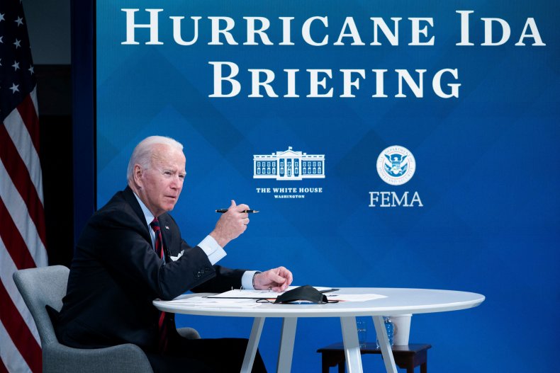 Joe Biden at Hurricane Ida briefing.