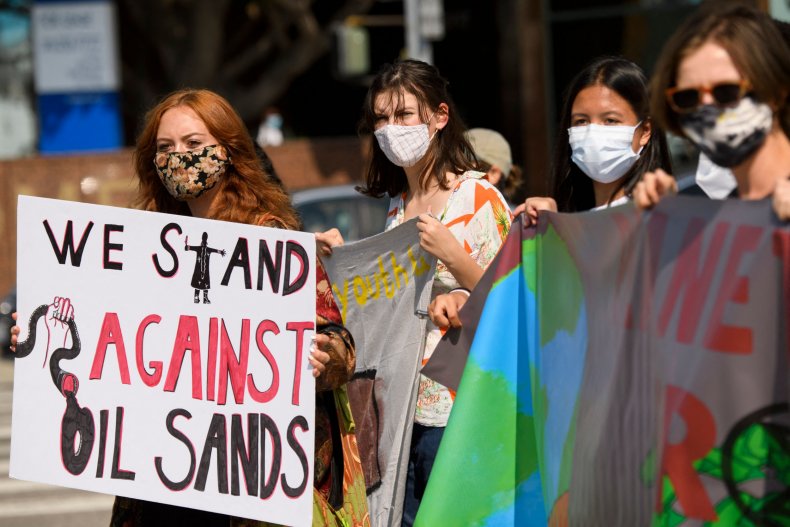 Demonstrators Protest Against the Line 3 Pipeline