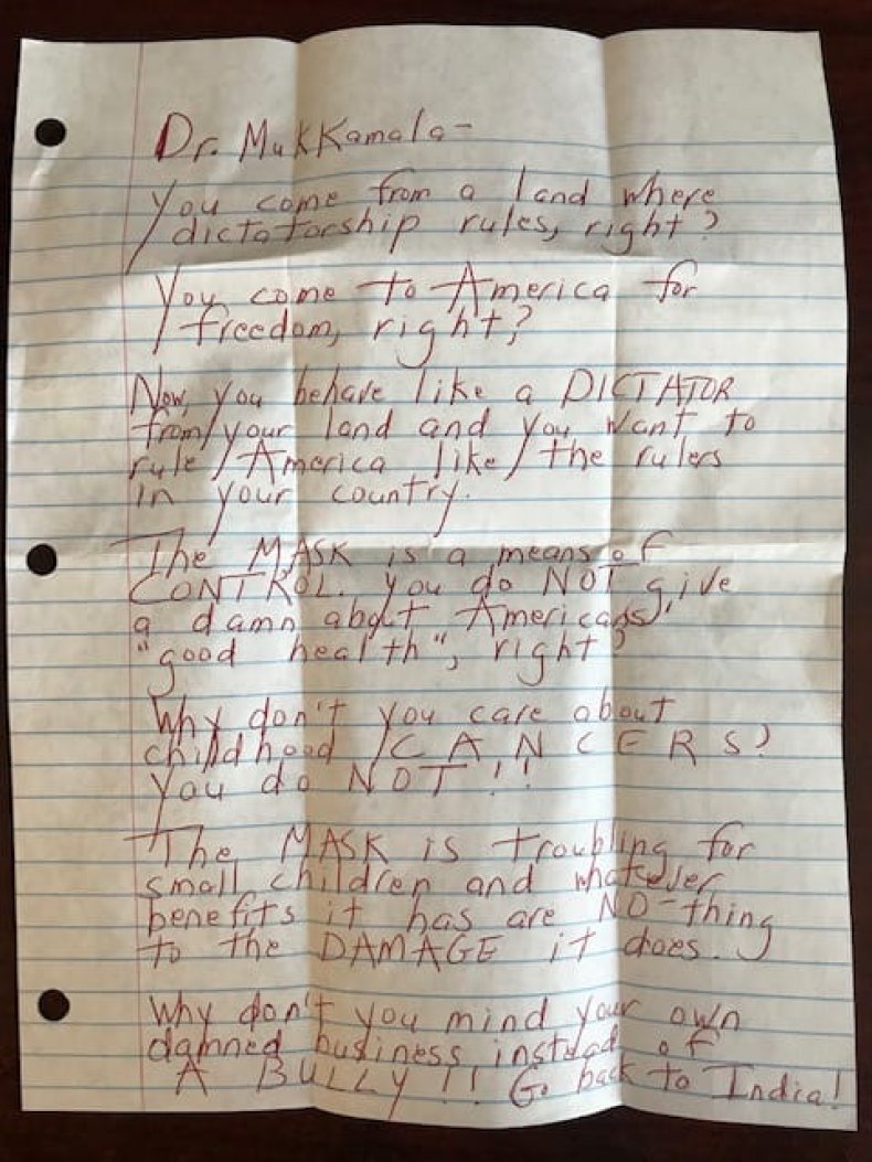 Racist hate mail.