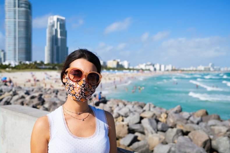 Woman with face mask in Florida