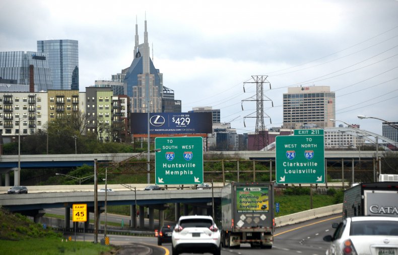 Downtown Memphis captured from Interstate Highway 40