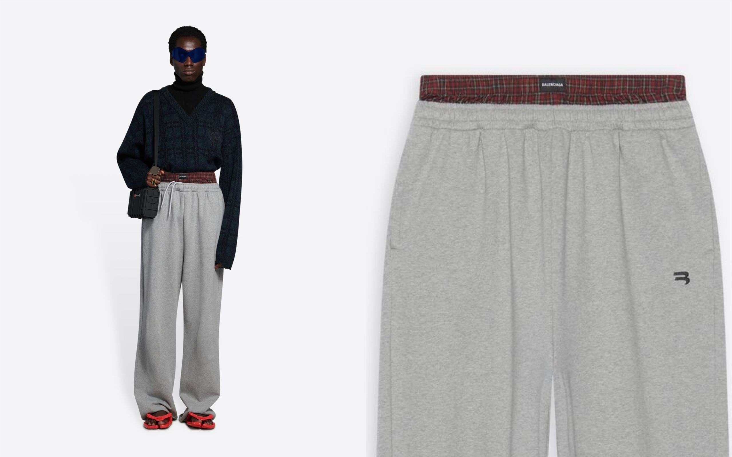 Balenciaga $1,190 Sagging Sweatpants With Fake Boxer Briefs