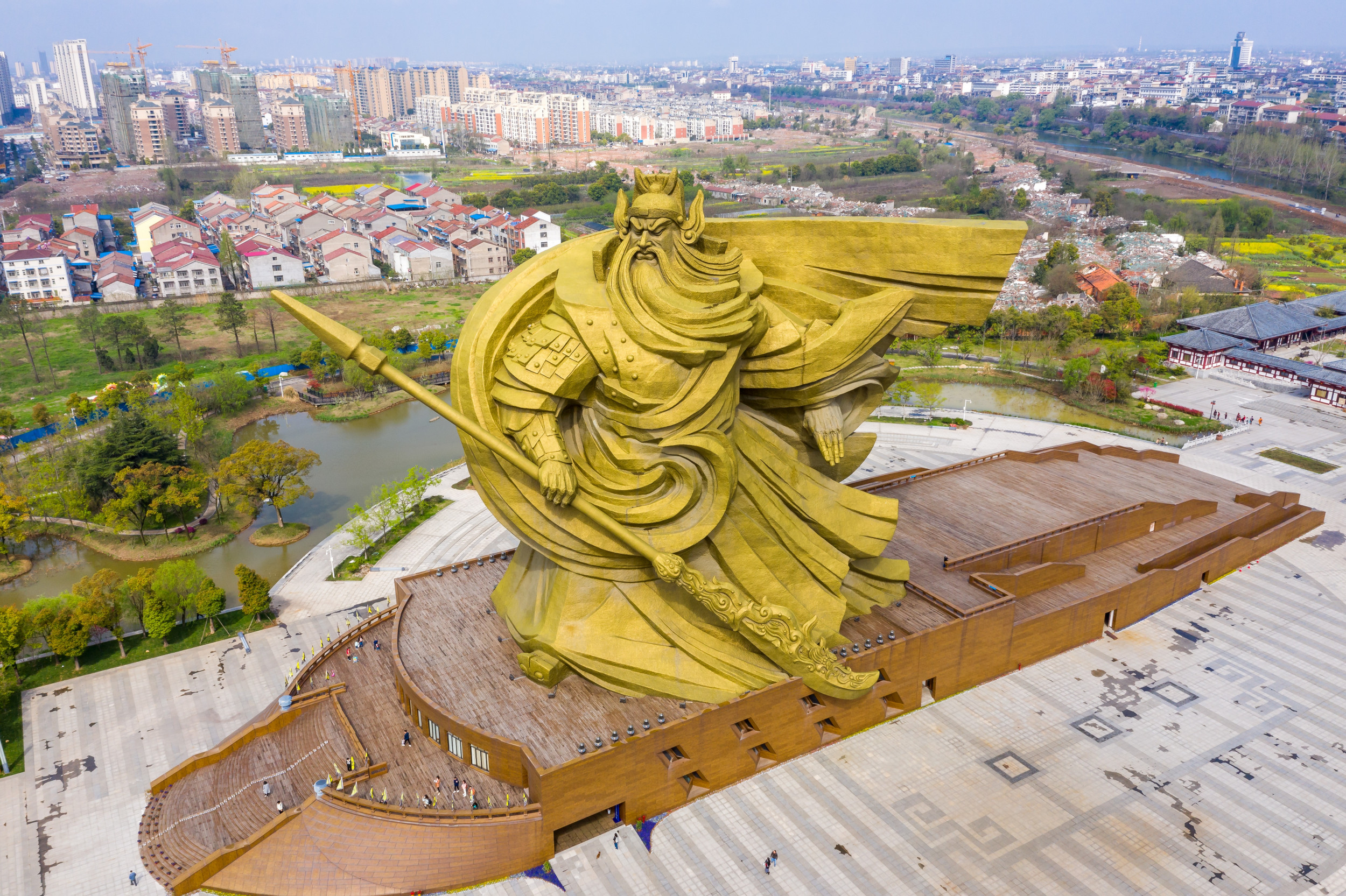 8.9" Sammeln China Paktong Wu Reichtum Gott Guanyu Halten Breitschwert Statue 