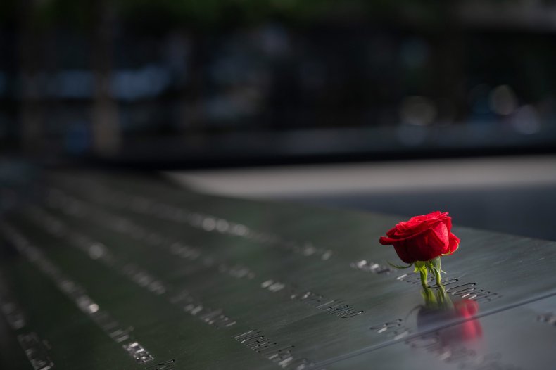 Flower placed on 9/11 memorial