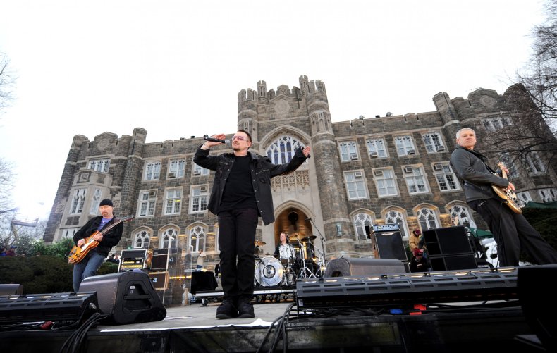 U2 perform at Fordham University