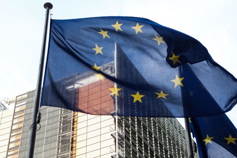 The European flag waves