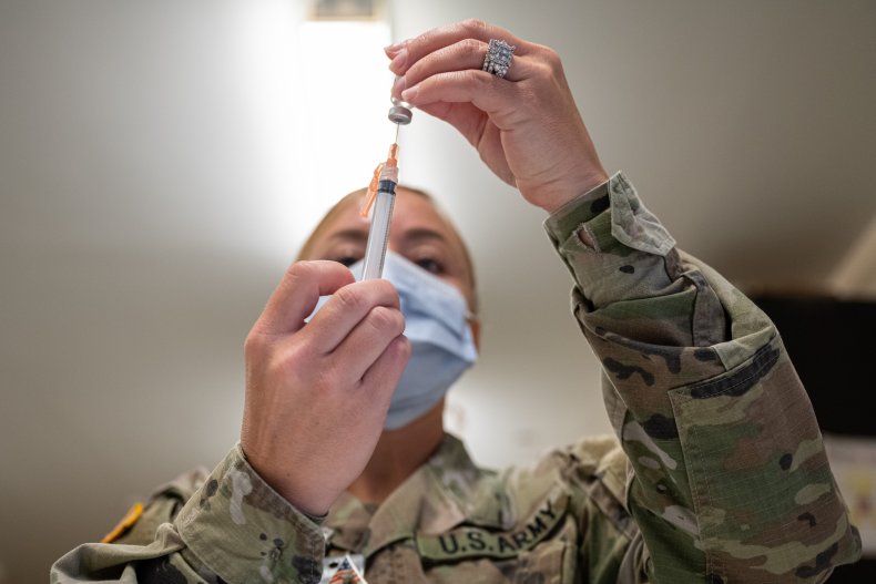A Technician Fills a Syringe with Vaccine