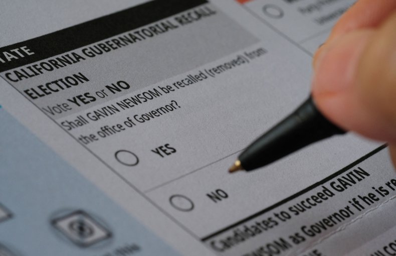 Ballot paper for California recall election