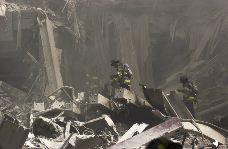 Firefighters search for survivors on 9/11