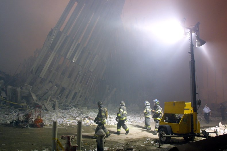 Firefighters search for survivors on 9/11