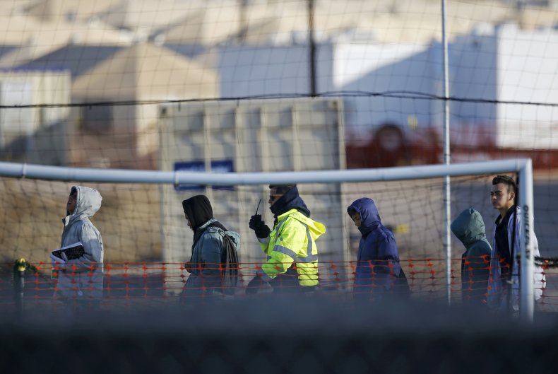 Teen Migrants in Holding Facility