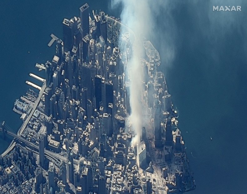 Aerial shot of New York after 9/11.