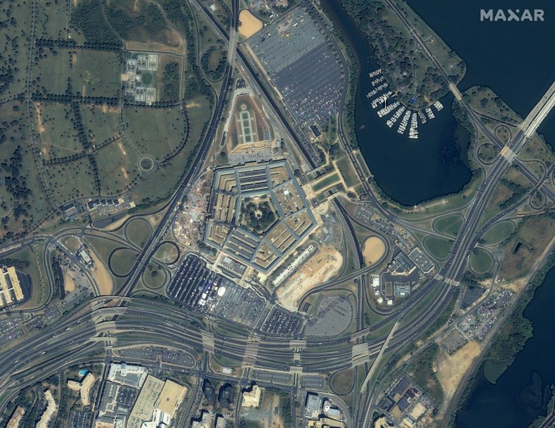 Aerial shot of The Pentagon after 9/11.