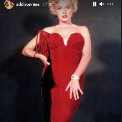 Addison Raes Instagram story of Marilyn Monroe