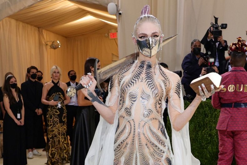 Grimes wearing Iris van Herpen at the 2021 Met Gala. 