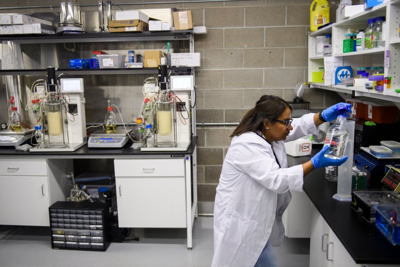 A research scientist works inside a laboratory