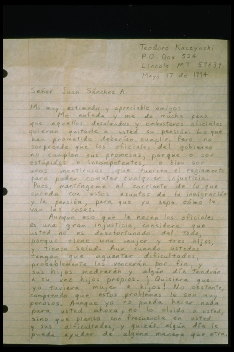 letter Ted Kaczynski