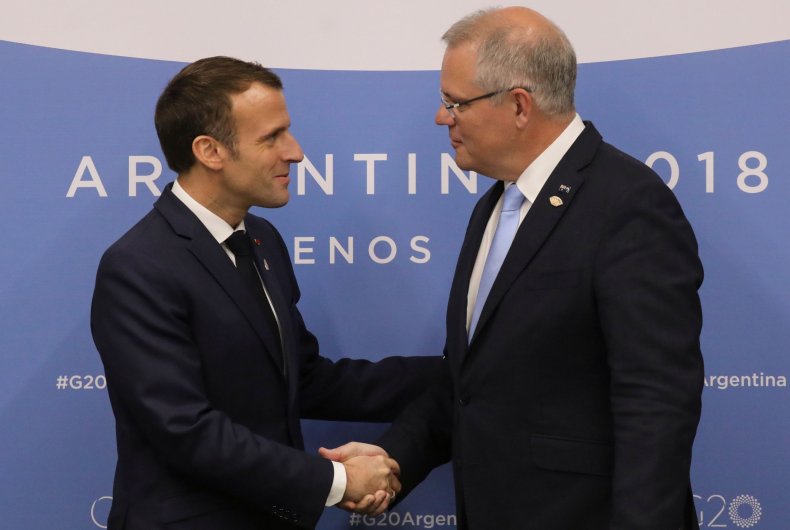 Emmanuel Macron and Scott Morrison