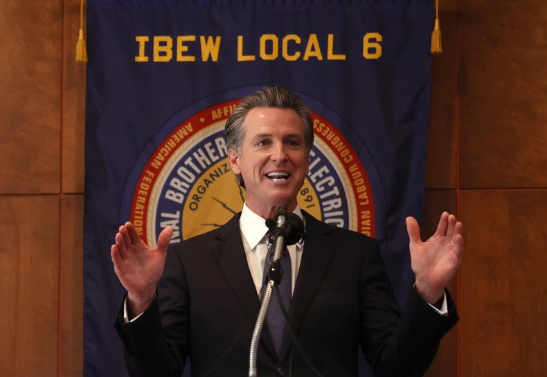 California Governor Gavin Newsom speaks