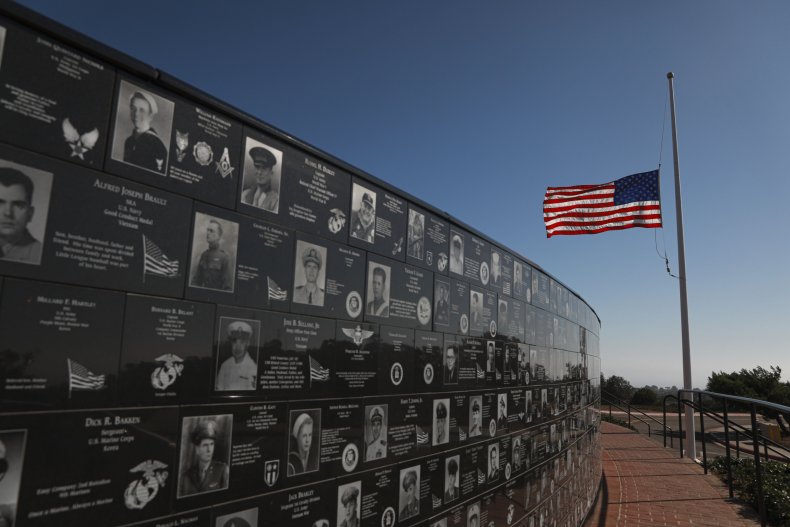 A flag flies at half staff