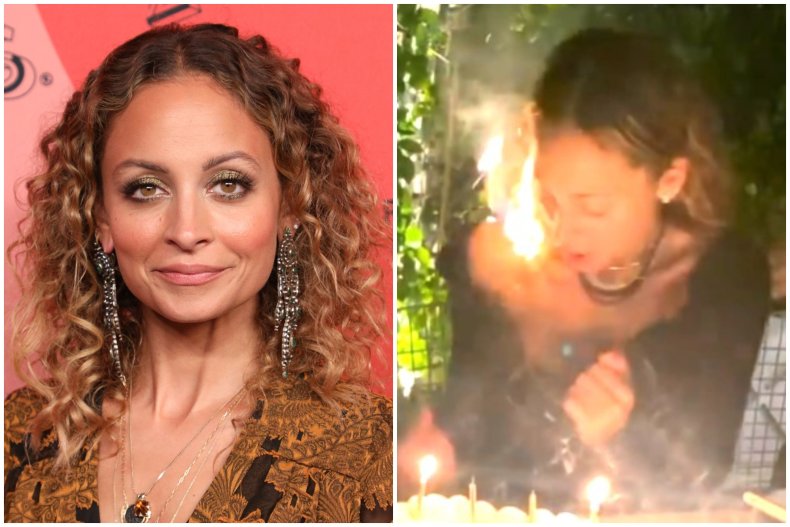 Nicole Richie's hair catches alight at party