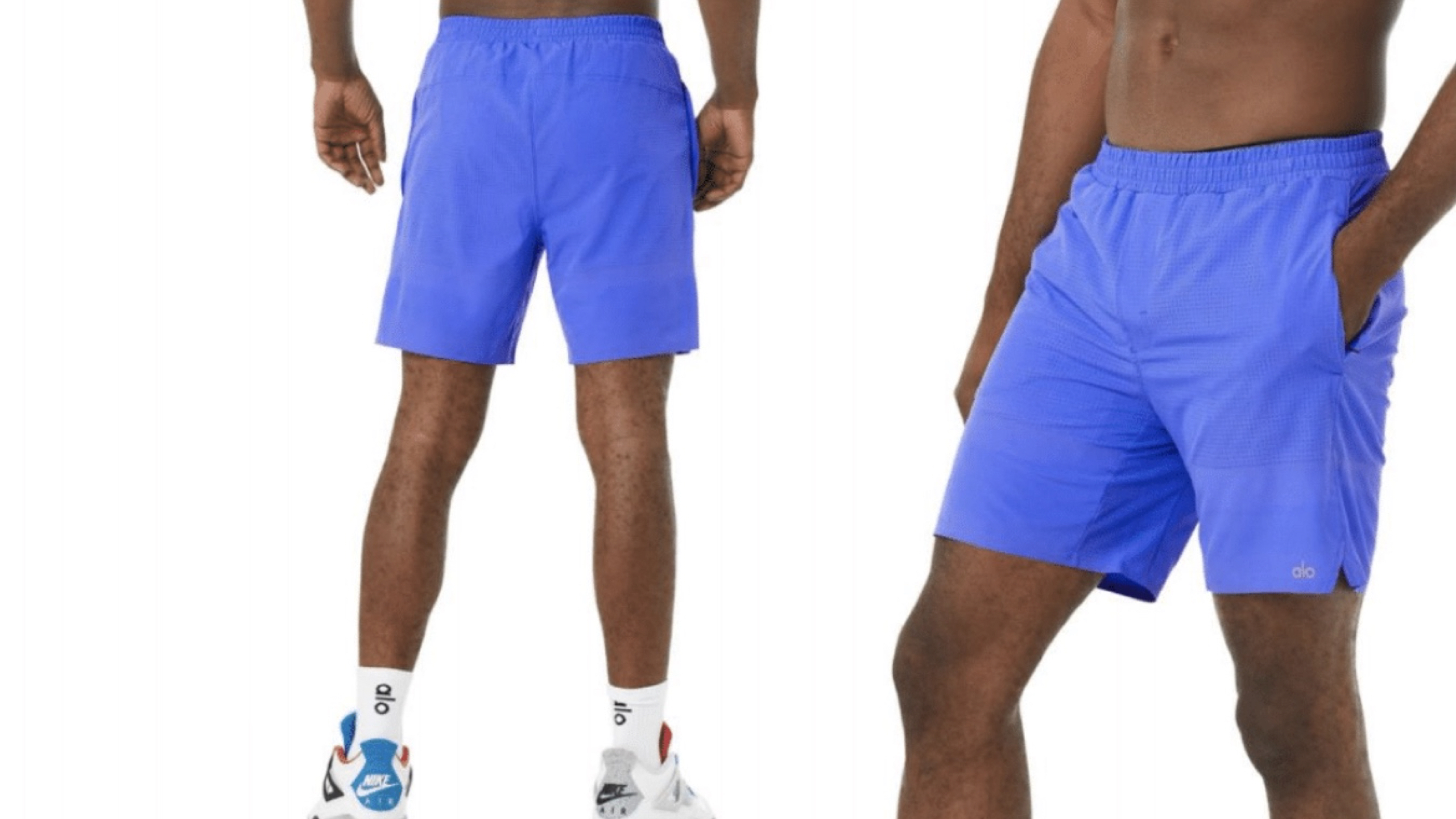 Man in blue workout shorts