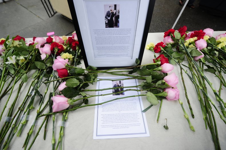 Students pay their respects on October 1
