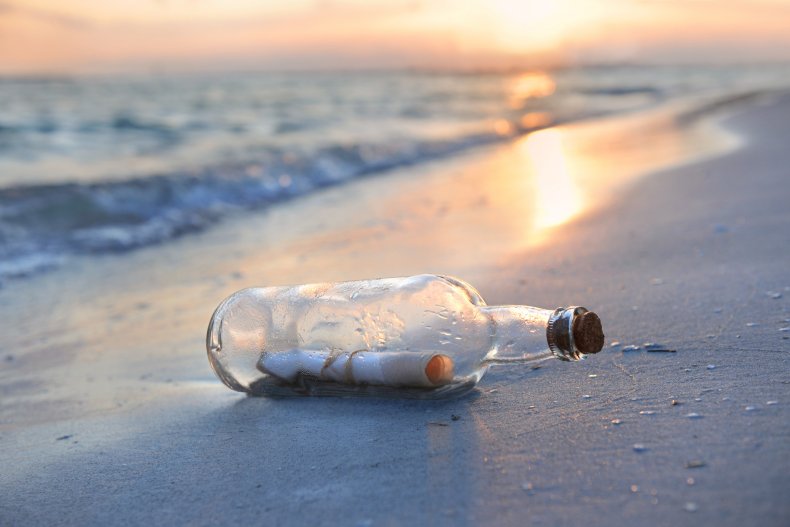 File photo of message in a bottle.
