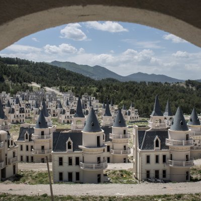 Abandoned half-built mansions in Turkey.