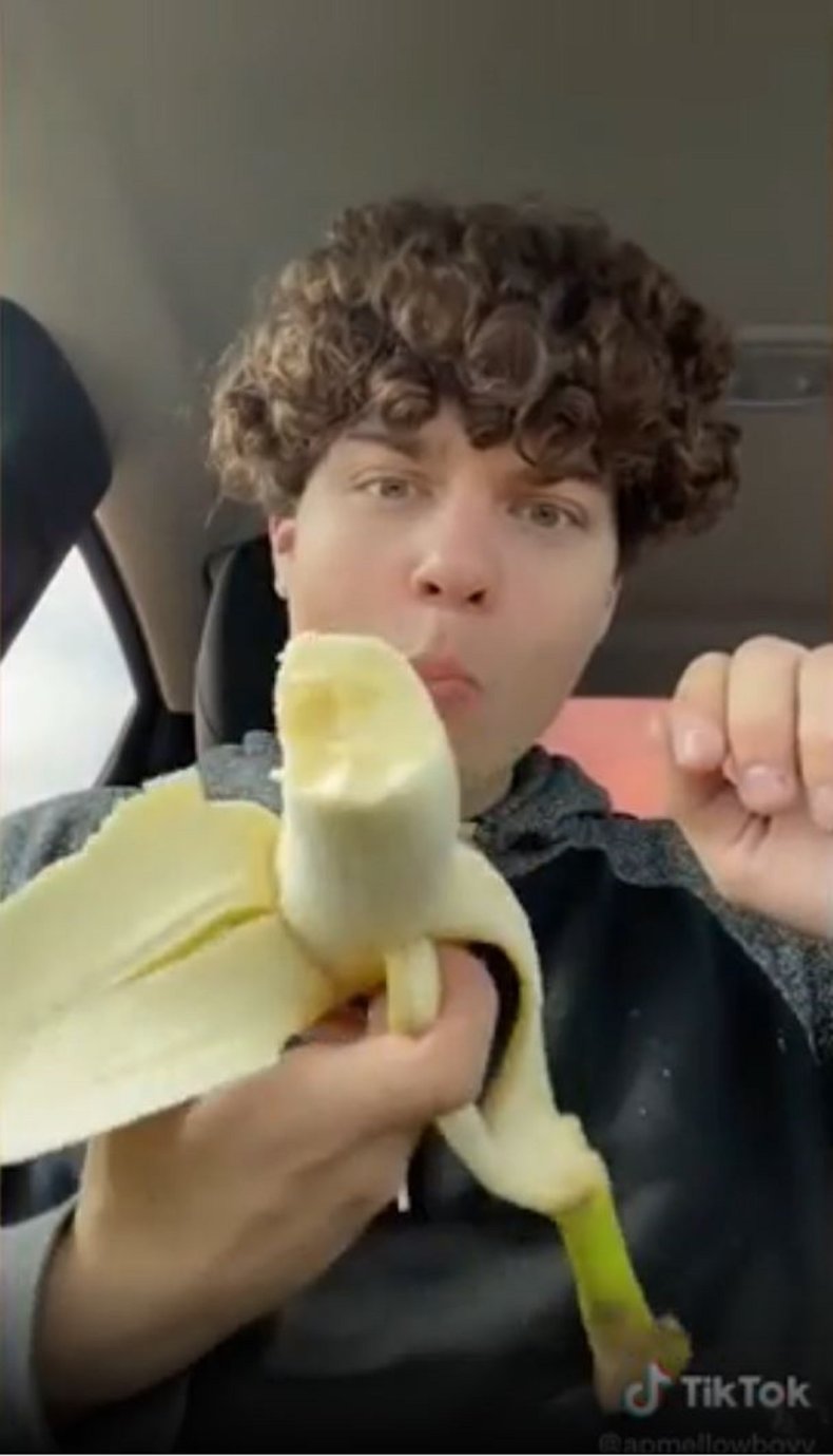 Ethan Barnes and his giant banana. 