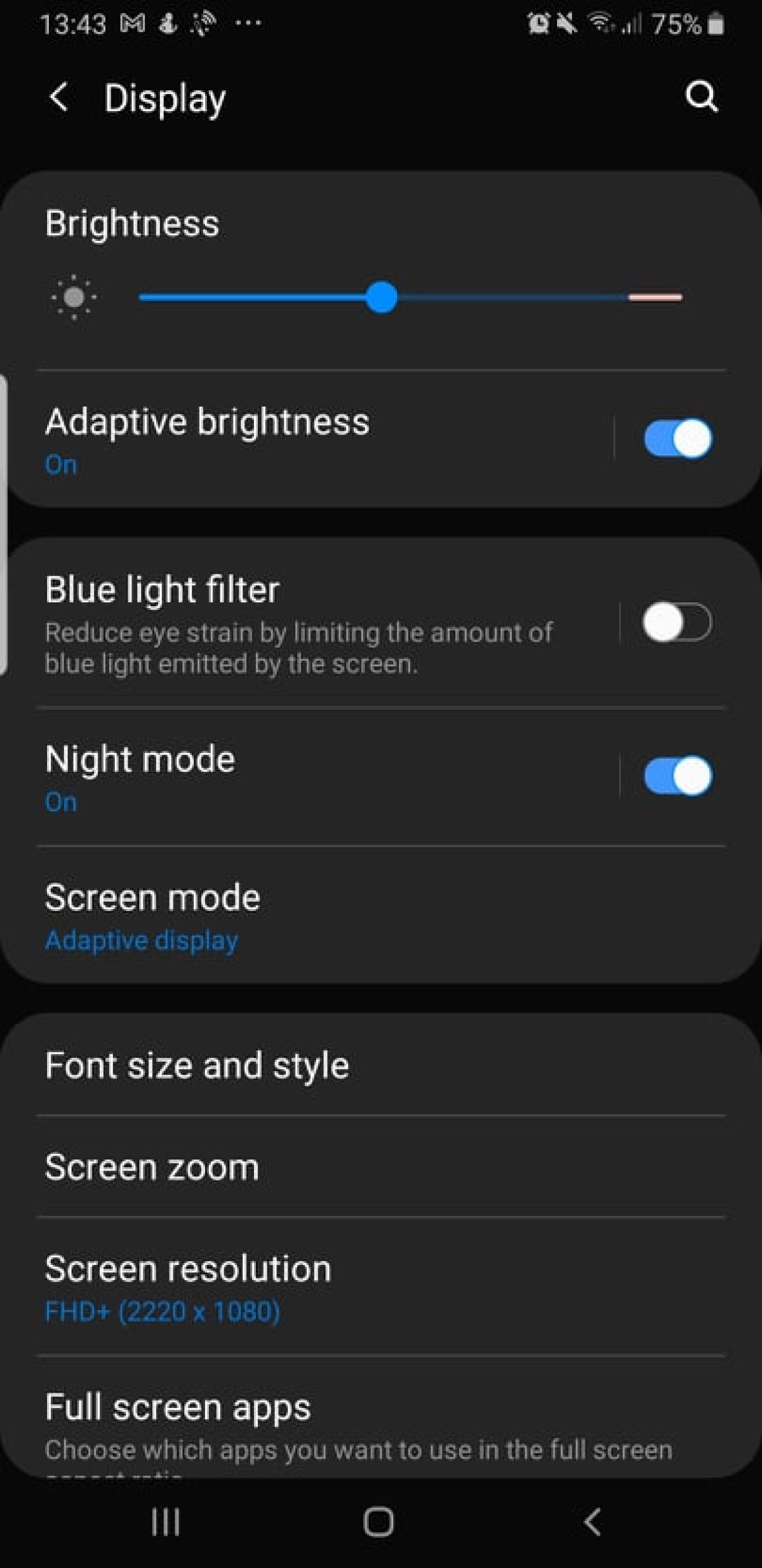 Night Mode on Android Cell Phone