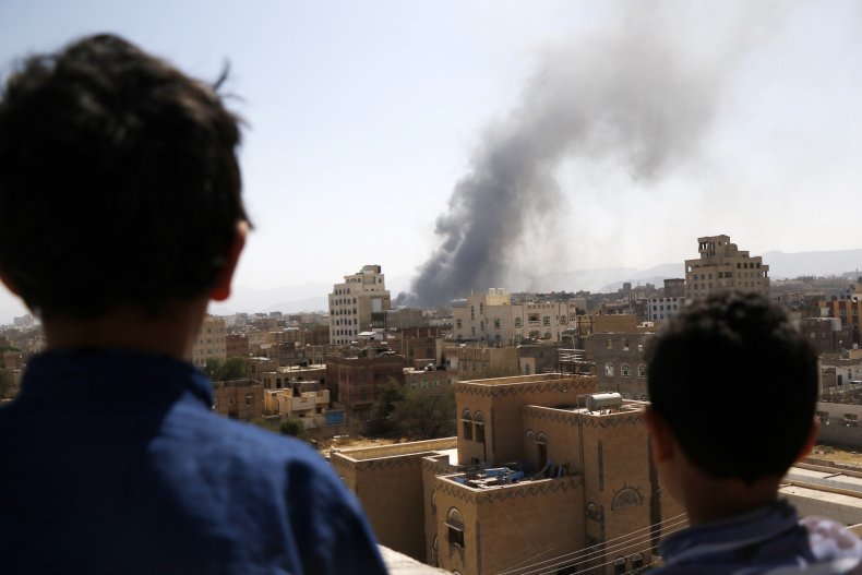 Saudi, Arabia, coalition, airstrike, Sanaa, Yemen