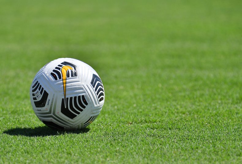  A soccer ball with a Nike logo 