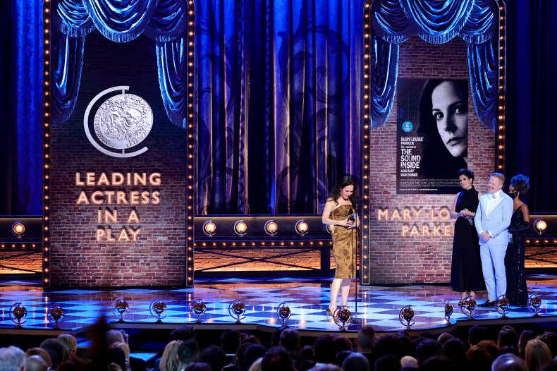 Mary-Louise Parker accepting a 2021 Tony Award.