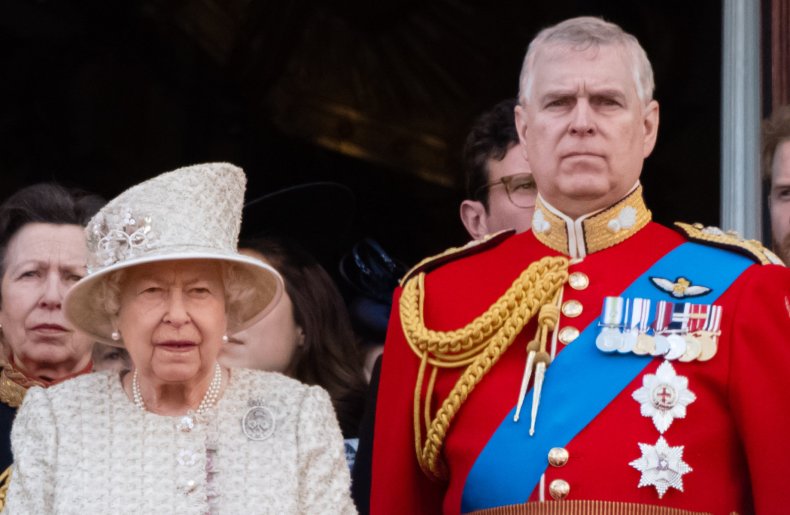 Queen and Prince Andrew at Buckingham Palace
