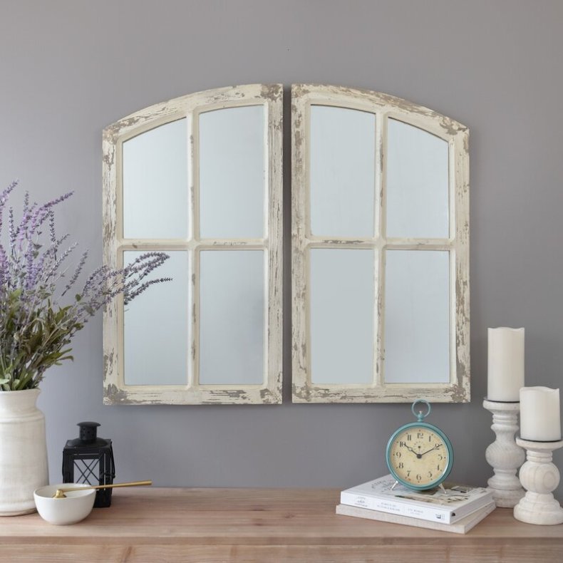 Ophelia & Co. Distressed Accent Mirror Set.