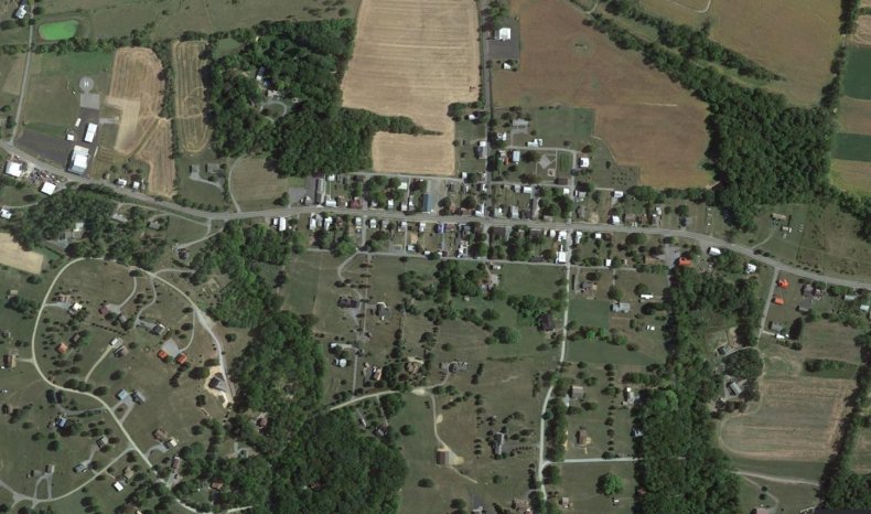 Bird's-eye view of Marklesburg, Pennsylvania.