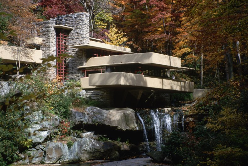 Exterior of Fallingwater by Frank Lloyd Wright.