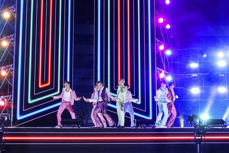 BTS performing for 2020 American Music Awards.