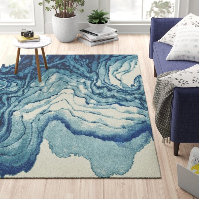 Zip Code Design Stuart Blue Area Rug
