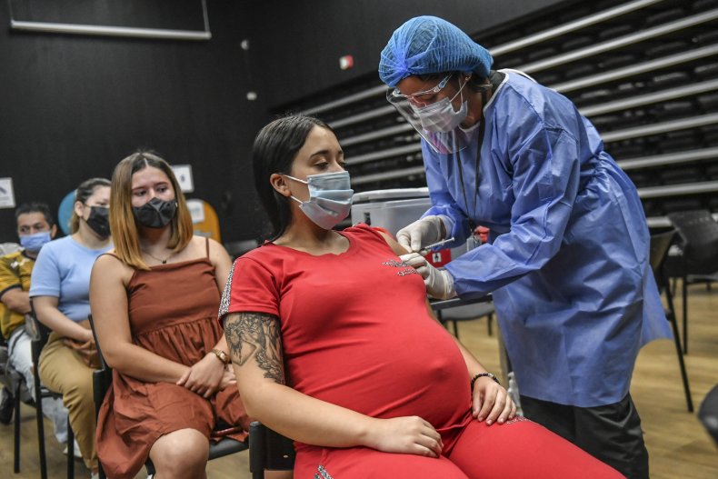A pregnant woman is inoculated 