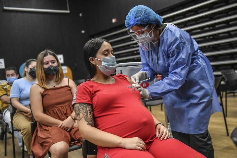 A pregnant woman is inoculated