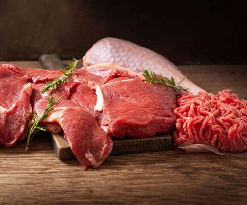 Stock image of raw meat on board