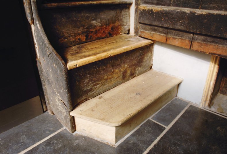 A restored step on a staircase